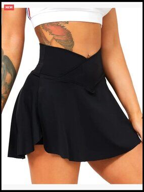 High Waisted Pleated Tennis Golf Skort with Pockets Crossover Athletic Mini